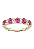 1/3 ct. t.w. Lab Created Ruby and Lab Created Diamond Ring in 10K Yellow Gold