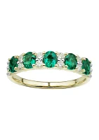 1/ ct. t.w. Lab Created Emerald and Lab Created Diamond Ring in 10K Yellow Gold