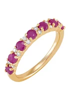 1/7 ct. t.w. Diamond and Ruby Ring in 10K Yellow Gold