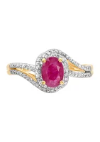 1/5 ct. t.w. Diamond and Ruby Ring in 10K Yellow Gold