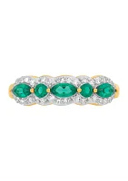 1/5 ct. t.w. Lab Grown Diamond and Lab Grown Emerald Band Ring in 10K Yellow Gold