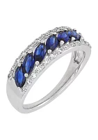 1/5 ct. t.w. Lab Grown Diamond and Lab Grown Sapphire Band Ring 10K White Gold