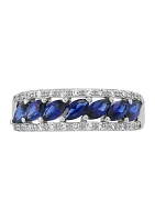 1/5 ct. t.w. Lab Grown Diamond and Lab Grown Sapphire Band Ring 10K White Gold