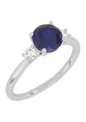 1/5 ct. tw. Lab Grown Diamond, Lab Grown Sapphire Ring in 10K White Gold