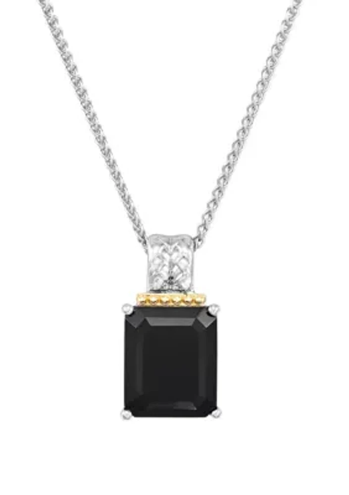 Onyx Pendant Necklace in Sterling Silver/14k Yellow Gold