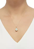 1 ct. t.w. Created Opal Pendant Necklace with 1/8 ct. t.w. Diamond in 10K Yellow Gold