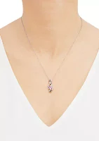 1/10 ct. t.w. Diamond and Created Pink Sapphire Heart Pendant Necklace with 18" Cable Chain in Sterling Silver