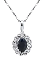 1/10 ct. t.w. Diamond and Sapphire Pendant Necklace with 18" Singapore Chain in 14K White Gold