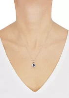 1/10 ct. t.w. Diamond and Sapphire Pendant Necklace with 18" Singapore Chain in 14K White Gold