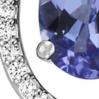 1/10 ct. t.w. Diamond and Tanzanite Pendant Necklace with 18" Rope Chain in 10K White Gold