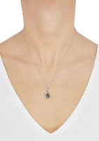 1/10 ct. t.w. Diamond and Sapphire Pendant Necklace with 18" Singapore Chain in 10K White Gold