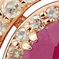 1/4 ct. t.w. Diamond and Oval Ruby Pendant Necklace with 18" Box Chain in 10K Rose Gold