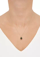 Round Natural Jade Pendant with 18" Rope Chain in 10K Yellow Gold