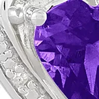 1/10 ct. t.w. Diamond and Amethyst Heart Pendant Necklace with 18" Cable Chain in Sterling Silver