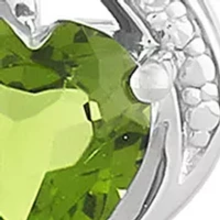 1/10 ct. t.w. Diamond and Peridot Heart Pendant Necklace with 18" Cable Chain in Sterling Silver