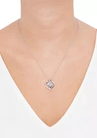 1/10 ct. t.w. Diamond and Aquamarine Heart Pendant Necklace with 18" Cable Chain in Sterling Silver