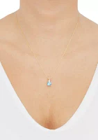 1/10 ct. t.w. Diamond and Swiss Blue Topaz Pendant Necklace with 18" Rope Chain in 10K Yellow Gold