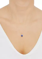 Lab Created 1/10 ct. t.w. Diamond and Created Sapphire Pendant Necklace with 18" Rope Chain in 10K Yellow Gold