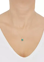   1/10 ct. t.w. Lab Created Diamond and Created Emerald Pendant Necklace with 18" Rope Chain in 10K Yellow Gold