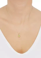 	 1/10 ct. t.w. Diamond and Peridot Pendant Necklace with 18" Rope Chain in 10K Yellow Gold