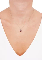 1/10 ct. t.w. Diamond and Garnet Pendant Necklace with 18" Rope Chain in 10K Yellow Gold