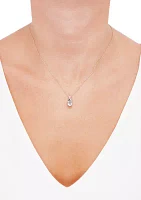 1/10 ct. t.w. Diamond and Aquamarine Pendant Necklace with 18" Rope Chain in 10K Yellow Gold