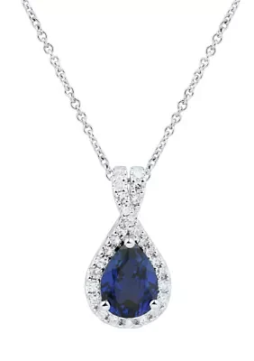 1/4 ct. t.w. Lab Created Sapphire and Lab Created Diamond Pendant Necklace with 18" Cable Chain in 10K White Gold