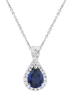 1/4 ct. t.w. Lab Created Sapphire and Lab Created Diamond Pendant Necklace with 18" Cable Chain in 10K White Gold