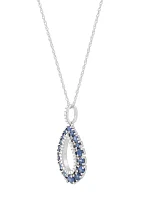 1/10 ct. t.w. Diamond and Sapphire Pendant Necklace with 18" Rope Chain in 10K White Gold