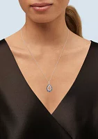 1/10 ct. t.w. Diamond and Sapphire Pendant Necklace with 18" Rope Chain in 10K White Gold