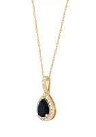 Onyx and 1/7 ct. t.w. Diamond Pendant with 18" Rope Chain in 10K Yellow Gold