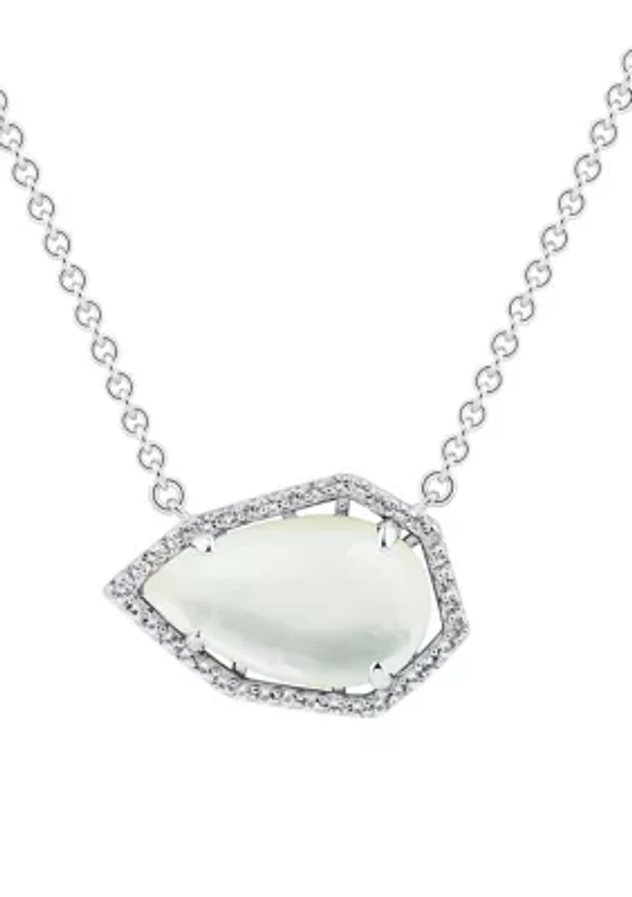 Created Opal and White Topaz Necklace in Sterling Silver