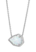 Created Opal and White Topaz Necklace in Sterling Silver