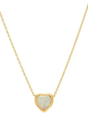 Created Opal Heart Pendant Necklace in 10K Yellow Gold