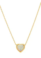 Created Opal Heart Pendant Necklace in 10K Yellow Gold