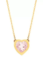 Pink Amethyst Heart 10K Yellow Gold Necklace