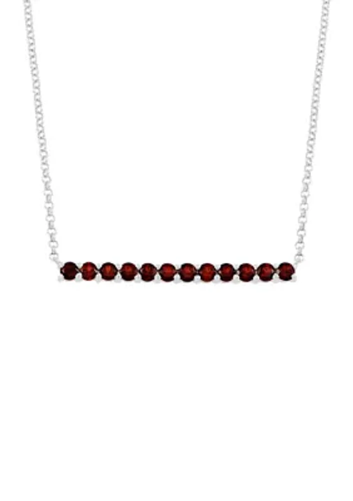 1.68 ct. t.w. Garnet Bar Necklace in Sterling Silver