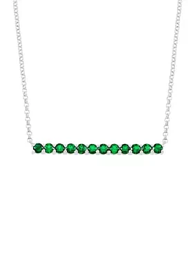 1.32 ct. t.w. Created Emerald Bar Necklace in Sterling Silver