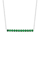 1.32 ct. t.w. Created Emerald Bar Necklace in Sterling Silver