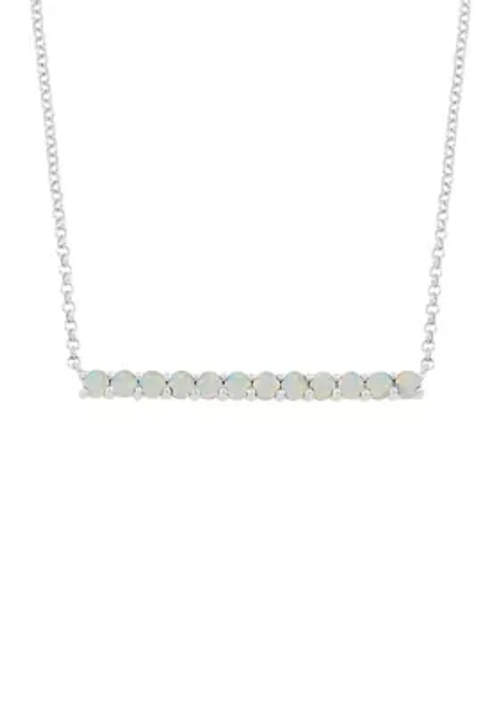 1.08 ct. t.w. Created Opal Bar Necklace in Sterling Silver 