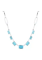 Swiss Blue Topaz Paperclip Necklace in Sterling Silver