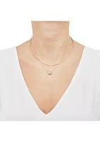 1/10 ct. t.w. Diamond and Swiss Blue Topaz Double Row Necklace in 10K Yellow Gold