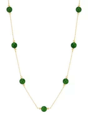 Nephrite Jade and 1/10 ct. t.w. Diamond Necklace in 10K Yellow Gold