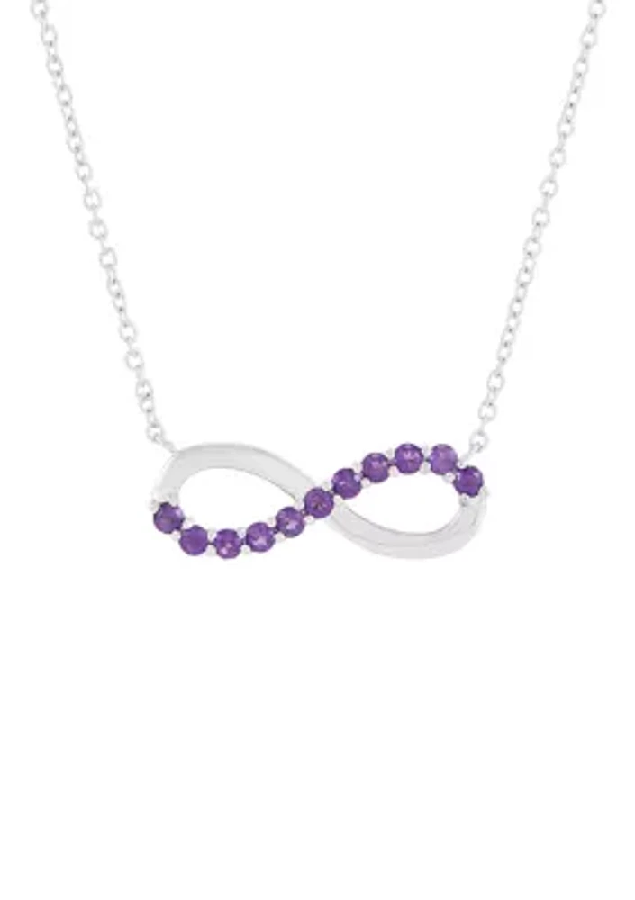 Amethyst Infinity Necklace in Sterling Silver