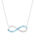 Blue Topaz Infinity Necklace in Sterling Silver