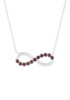 Garnet Infinity Necklace in Sterling Silver