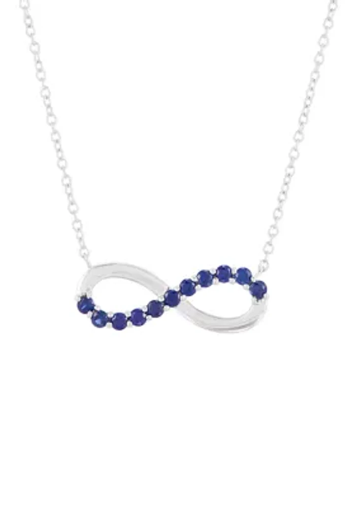 Lab Created Sapphire Infinity Necklace in Sterling Silver