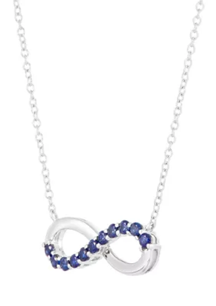 Lab Created Sapphire Infinity Necklace in Sterling Silver