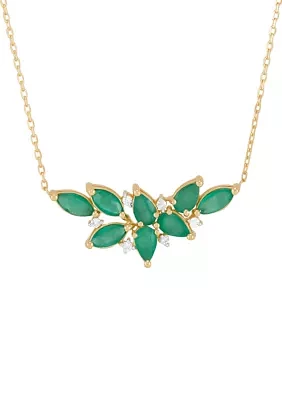 Emerald and 1/20 ct. t.w. Diamond Necklace in 10K Yellow Gold