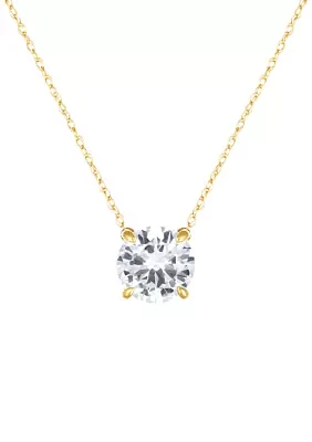 Lab Grown White Sapphire Pendant Necklace with 18" Rope Chain in 10K Yellow Gold